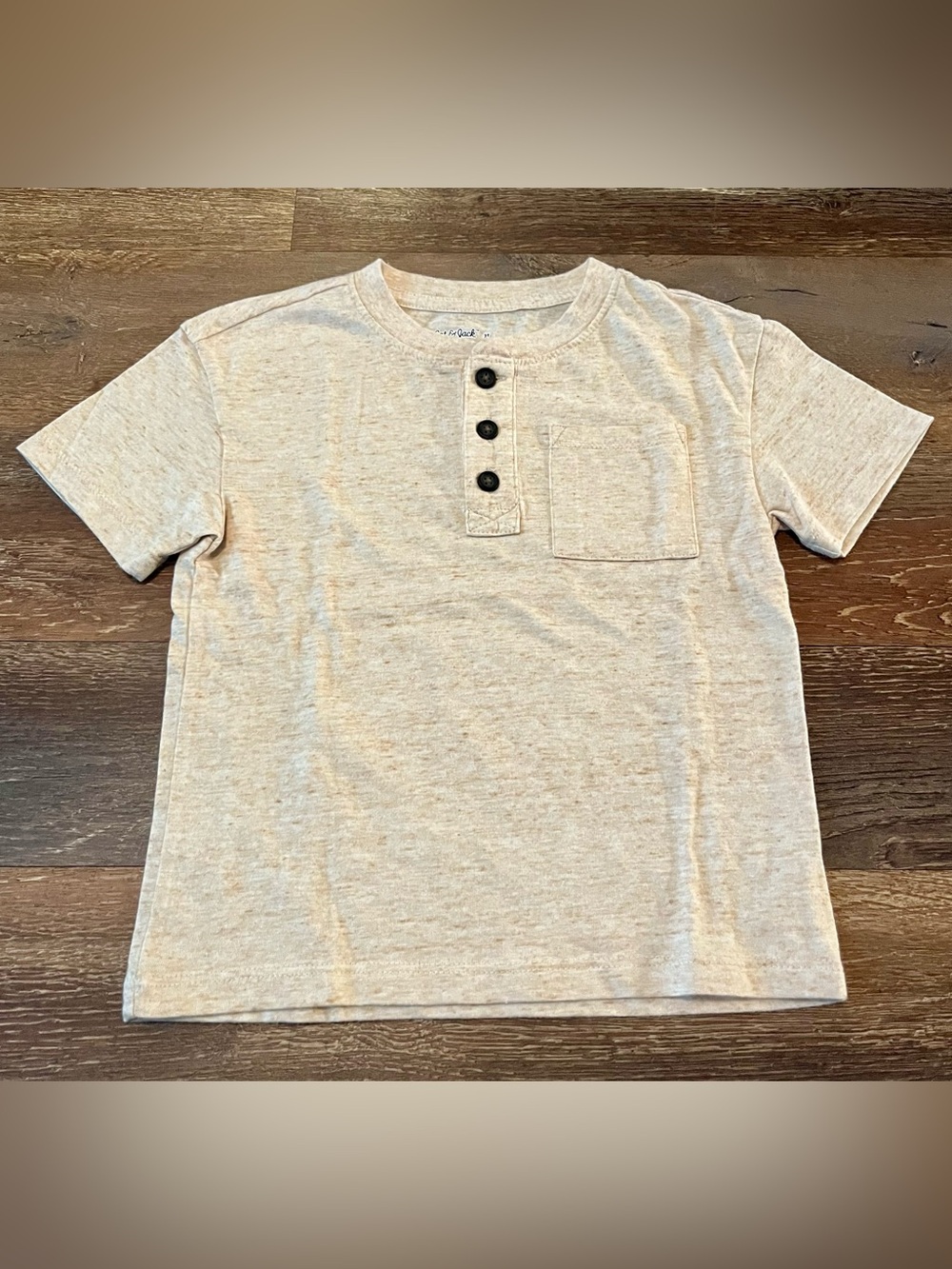 NWOT Cat & Jack Heathered Tan Button Pocket Henley Tee Size 2T